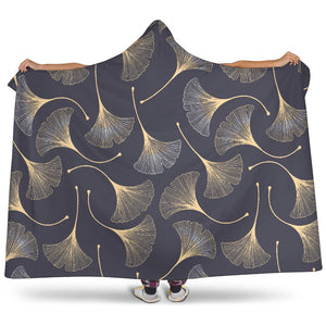Gold Ginkgo Leaves Hooded Blanket