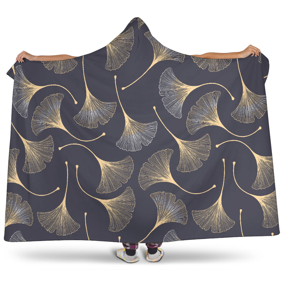 Gold Ginkgo Leaves Hooded Blanket