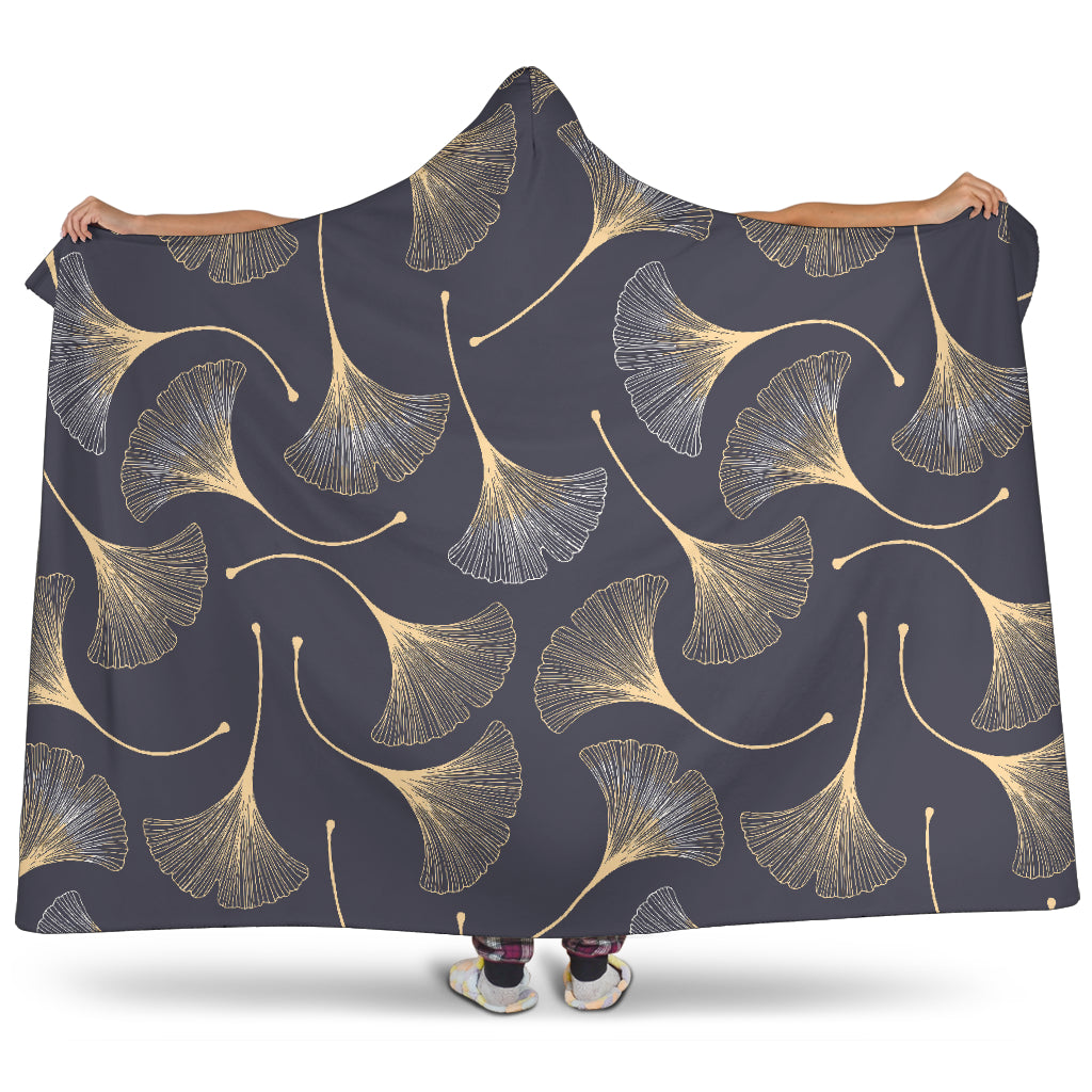 Gold Ginkgo Leaves Hooded Blanket
