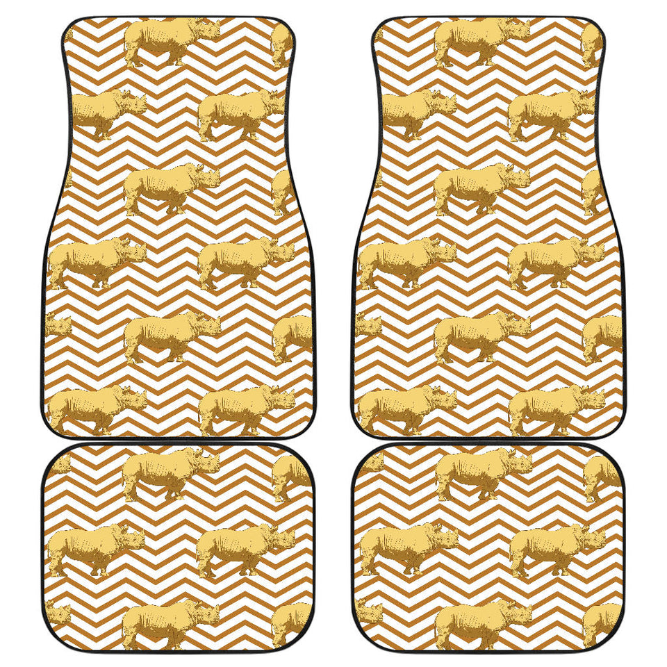 Rhino Yellow Theme Pattern Front And Back Car Mats