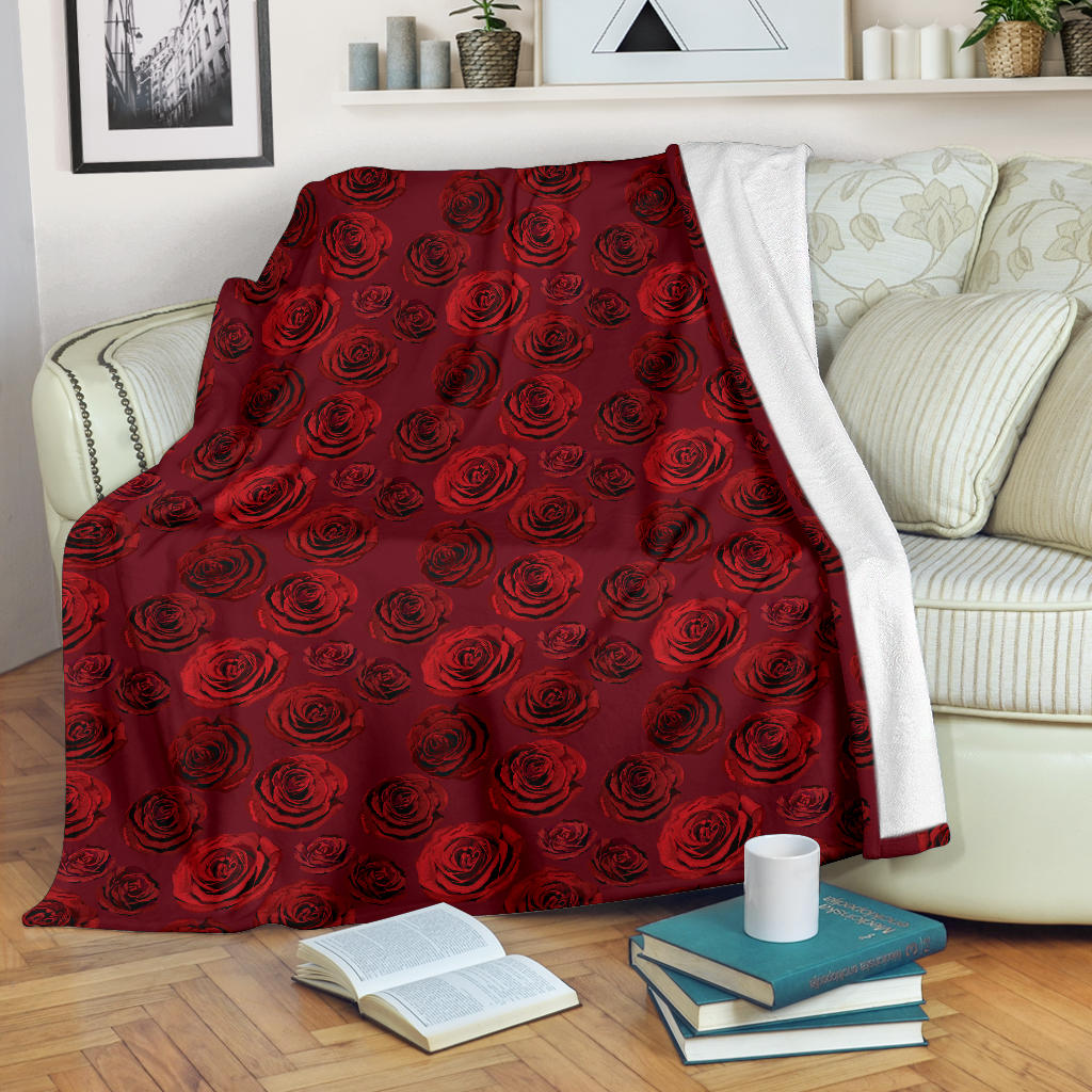 Rose Pattern Print Design 03 Premium Blanket