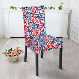 Eiffel Tower Pattern Print Design 02 Dining Chair Slipcover