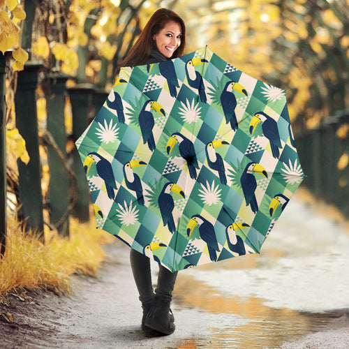 Toucan Tropical Leaves Design Pattern  Umbrella
