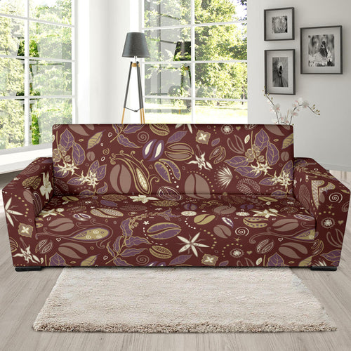 Coffee Bean Flower Pattern Sofa Slipcover