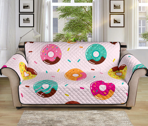 Donut pattern glaze pink background Sofa Cover Protector
