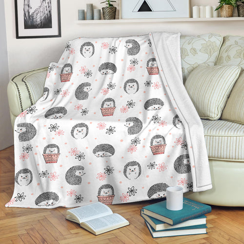 Hedgehog Pattern Print Design 02 Premium Blanket