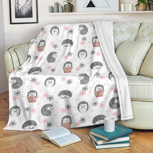Hedgehog Pattern Print Design 02 Premium Blanket