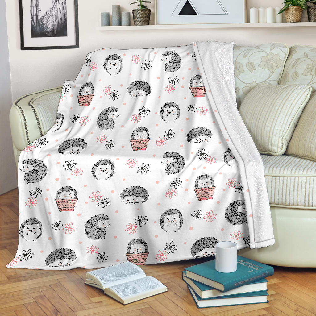 Hedgehog Pattern Print Design 02 Premium Blanket