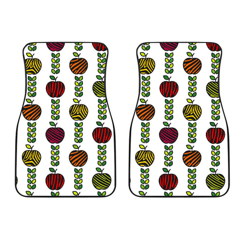 Colorful Apples Leave Zebra Stripe  Front Car Mats
