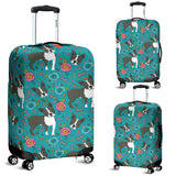 Boston Terrier Beautiful Flower Pattern Luggage Covers