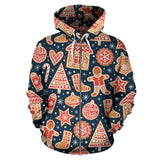 Christmas Gingerbread Cookie Pattern Zip Up Hoodie
