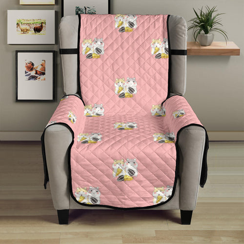 Cute hamster cheese pattern pink background Chair Cover Protector