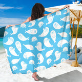 Cute White Sea Lion Seals Pattern Sarong