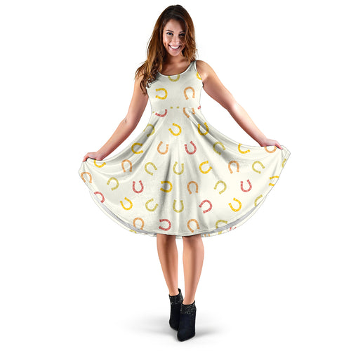 Horseshoes Pattern Print Design 02 Sleeveless Midi Dress