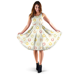 Horseshoes Pattern Print Design 02 Sleeveless Midi Dress