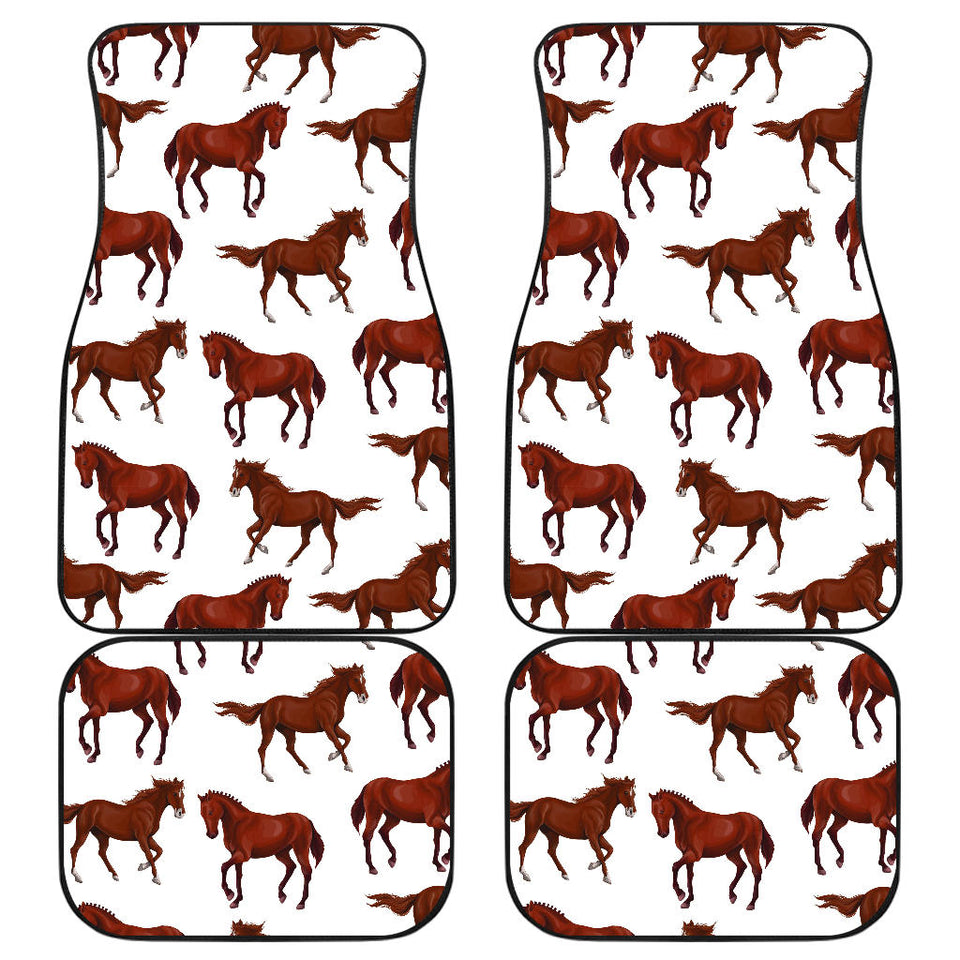 Horses Running Pattern Background Front And Back Car Mats
