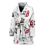 French Bulldog Cup Paw Pattern Women'S Bathrobe