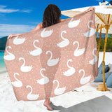 Swan Flower Light Pink Background Sarong