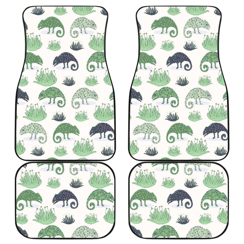 Chameleon Lizard Succulent Plant Pattern Front And Back Car Mats