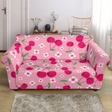 Cherry Flower Pattern Pink Background Loveseat Couch Slipcover