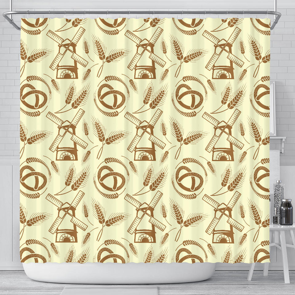 Windmill Wheat Pattern Shower Curtain Fulfilled In US