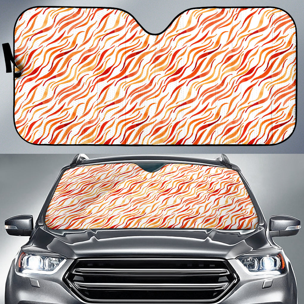 Fire Flame Watercolor Pattern Car Sun Shade