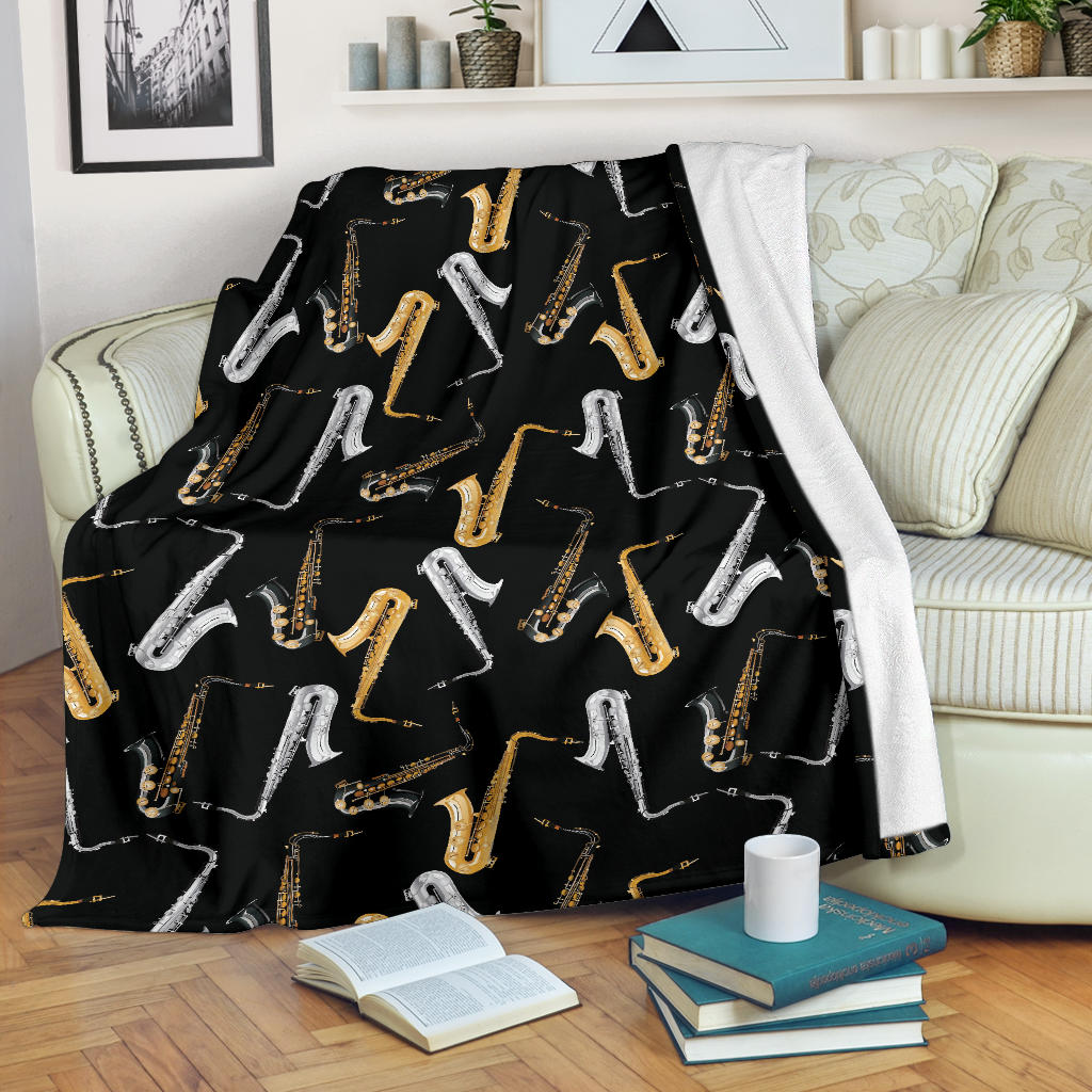 Saxophone Design Pattern Premium Blanket