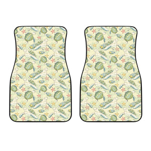 Hand Drawn Sea Turtle Fish Pattern Front Car Mats