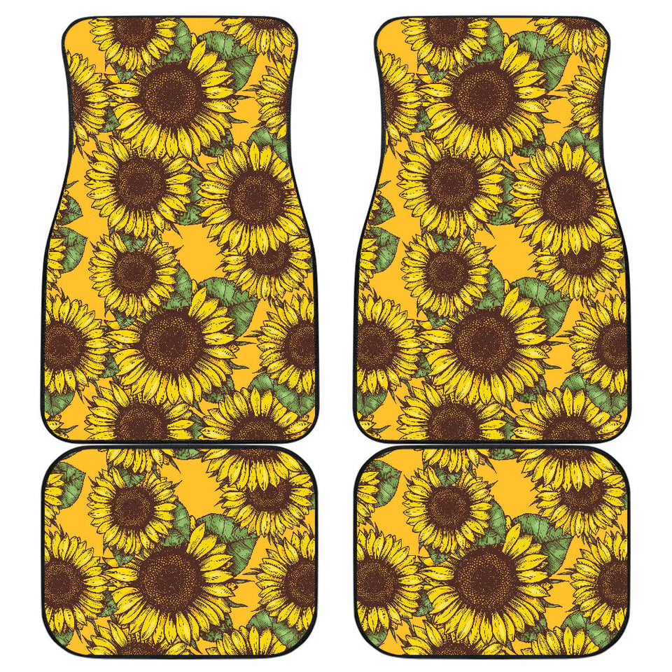 Sunflower Pattern Front And Back Car Mats
