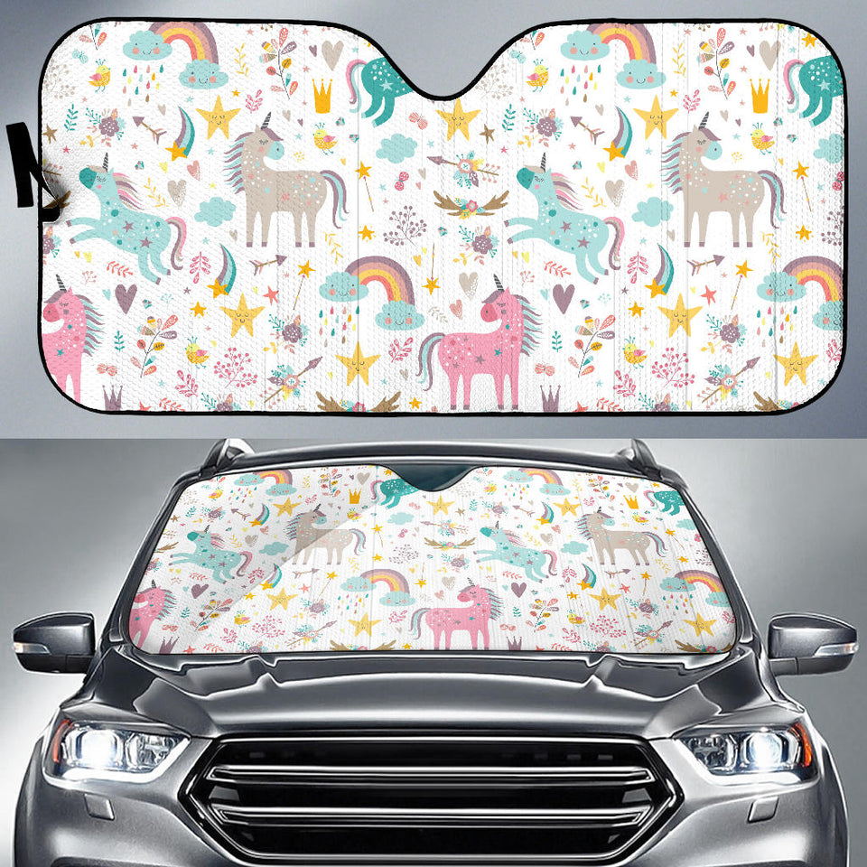 Colorful Unicorn Pattern Car Sun Shade