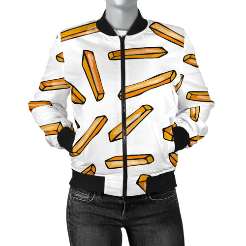 French Fries Potato Pattern Women'S Bomber Jacket