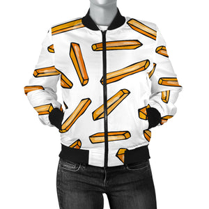French Fries Potato Pattern Women'S Bomber Jacket