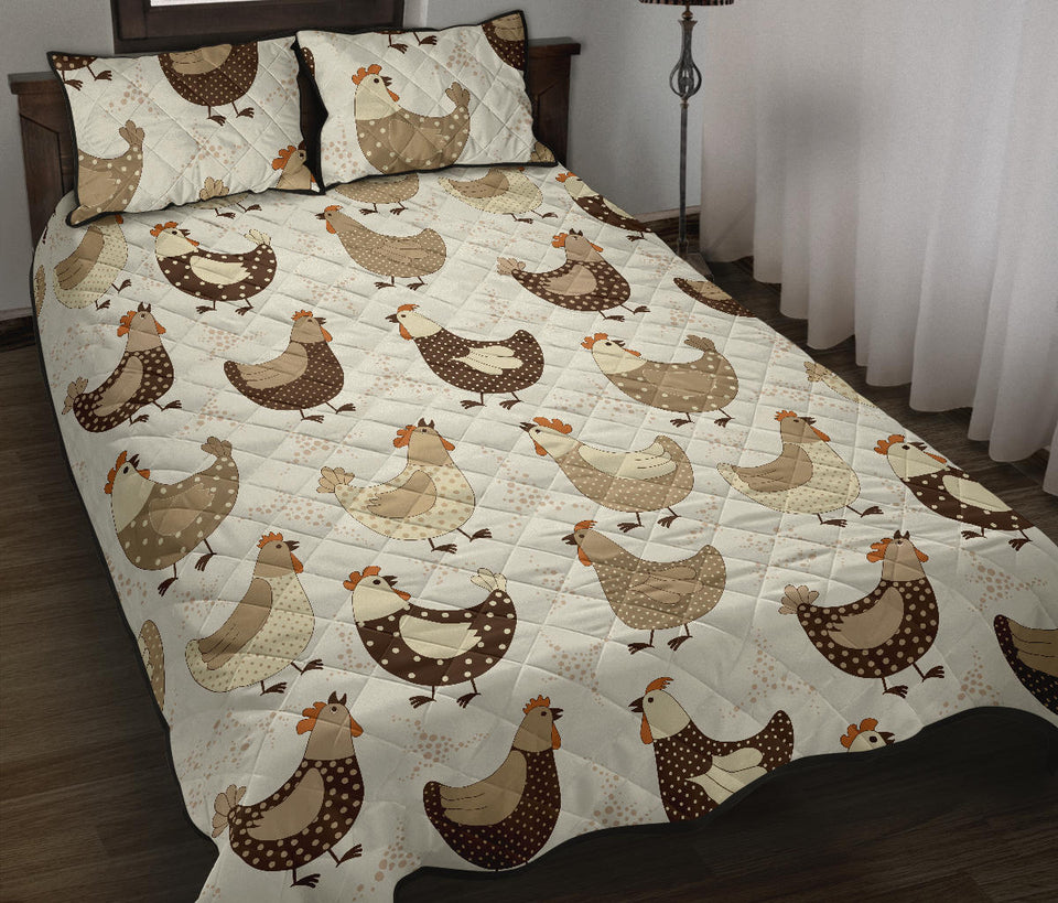 Cute rooster chicken cock Quilt Bed Set