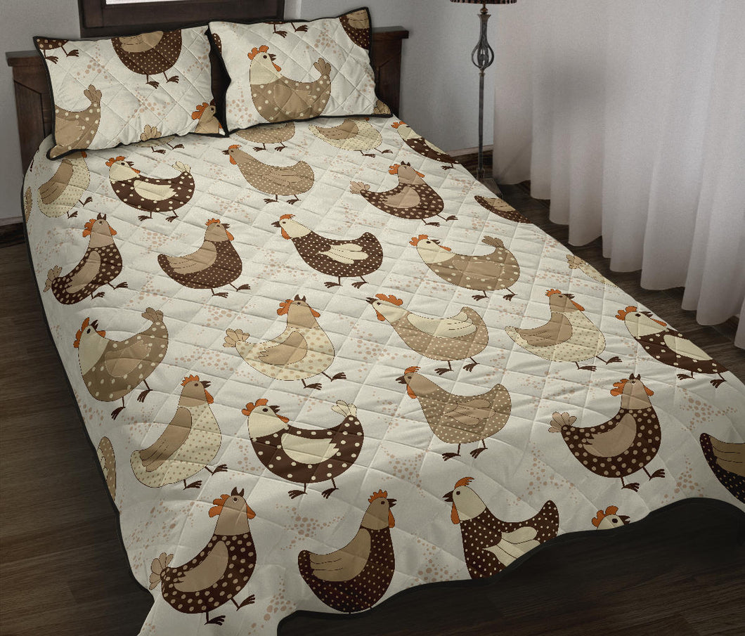 Cute rooster chicken cock Quilt Bed Set