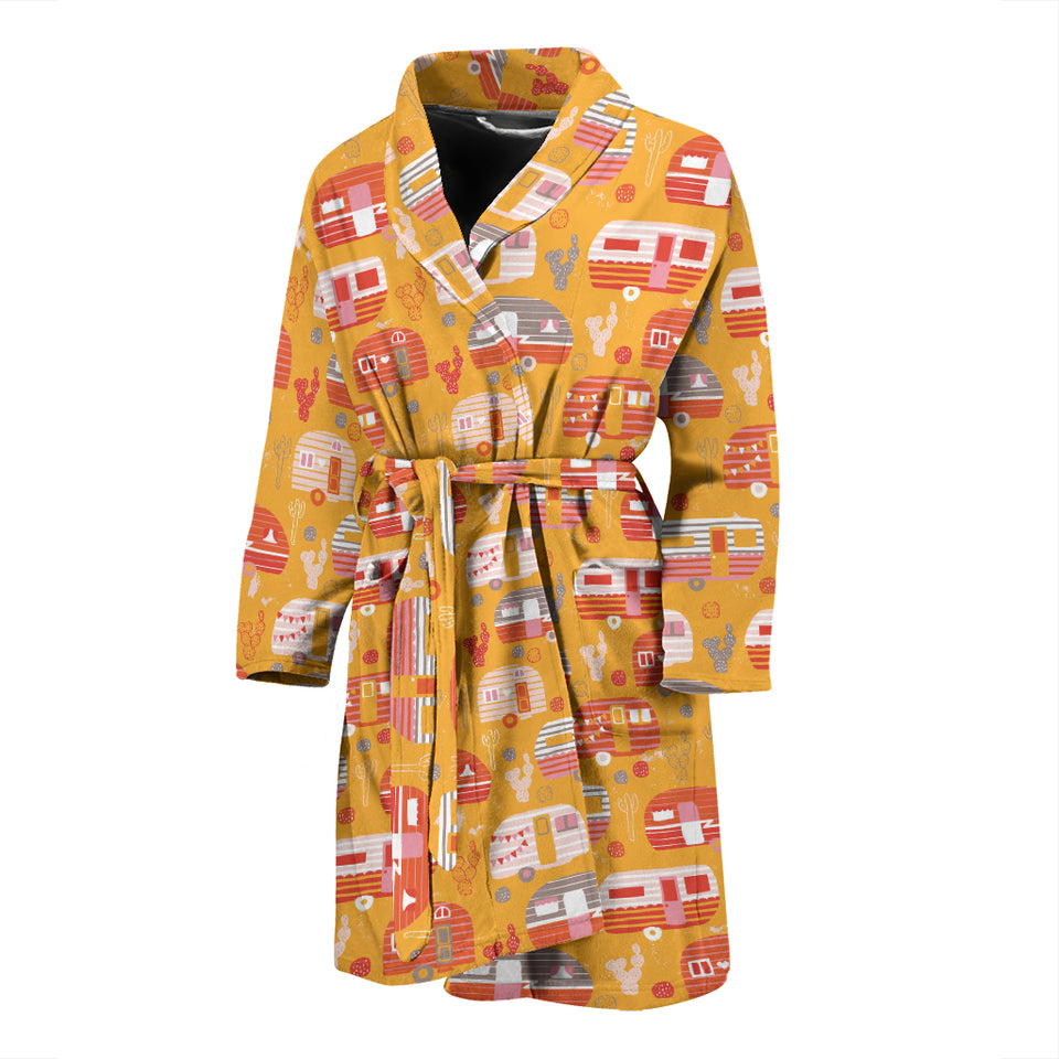Camper Van Pattern Print Design 04 Men's Bathrobe