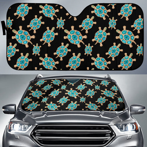 Sea Turtle Blue Stone Pattern Car Sun Shade
