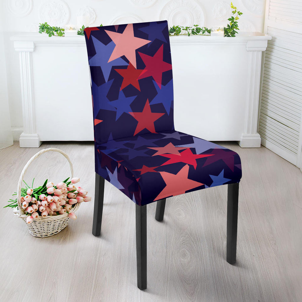 Red Blue Star Pattern Dining Chair Slipcover