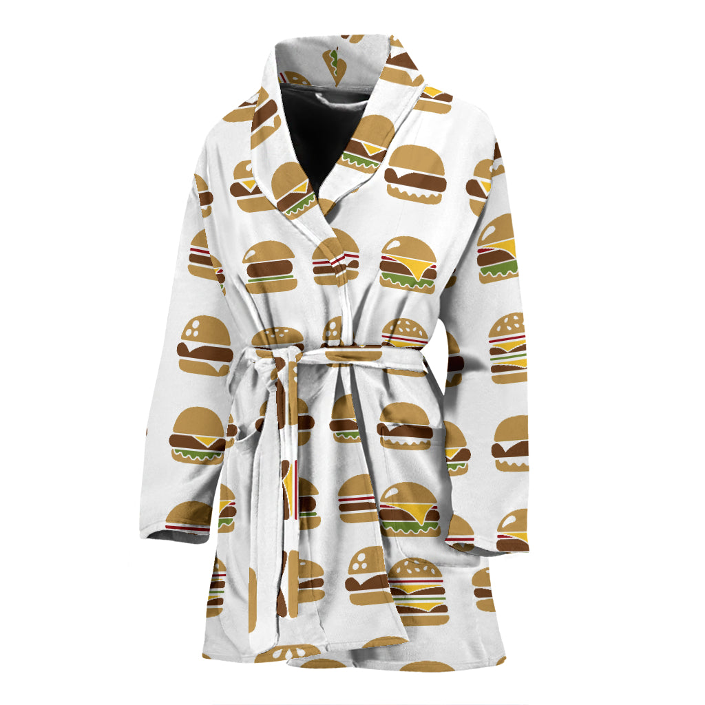 Hamburger Pattern Print Design 02 Women's Bathrobe