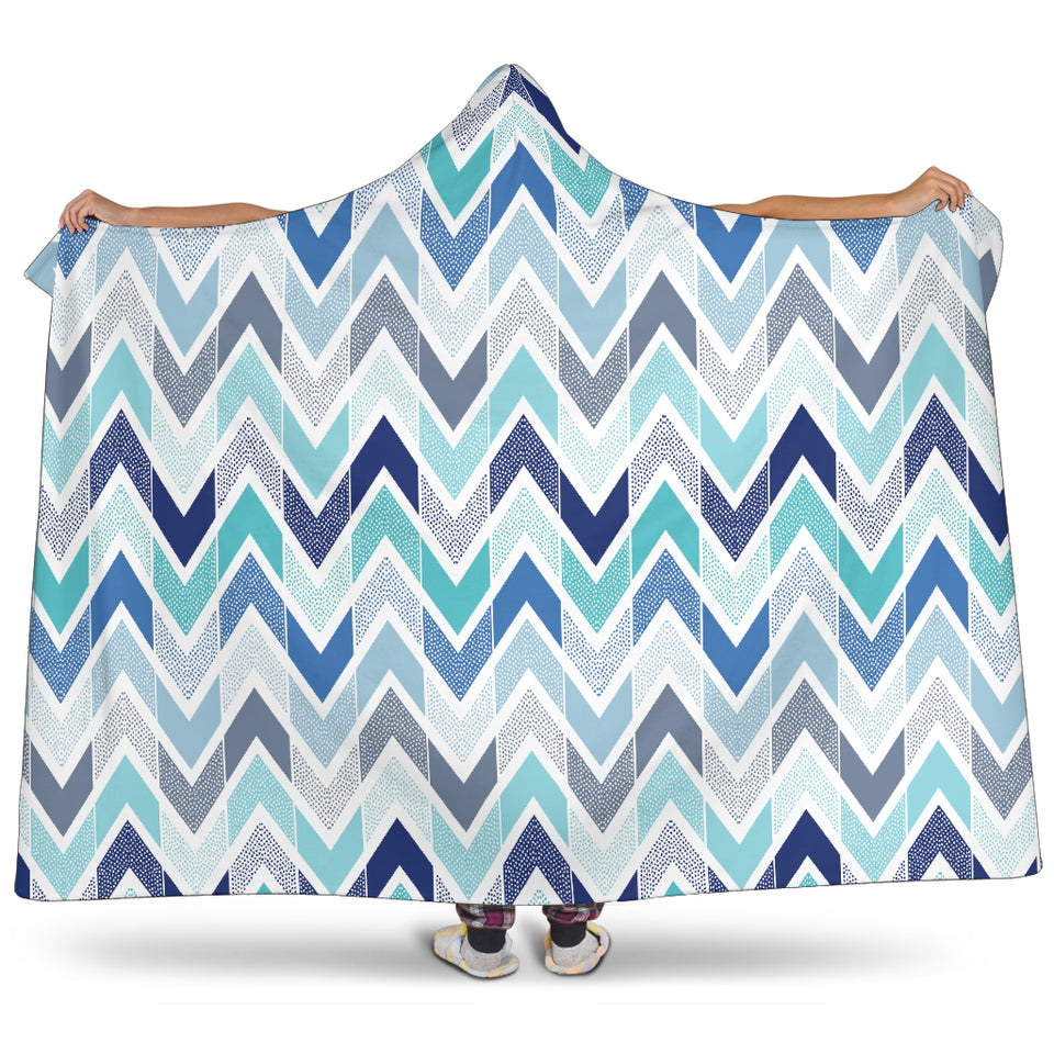 Zigzag  Chevron Blue Pattern Hooded Blanket