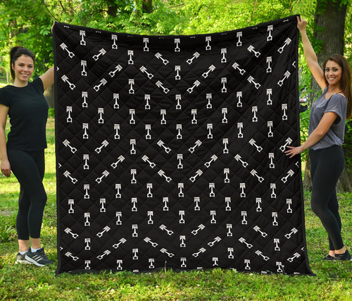 Engine Piston Black Theme Pattern Print Design 03 Premium Quilt