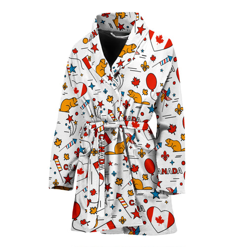 Canada Pattern Print Design 03 Women's Bathrobe