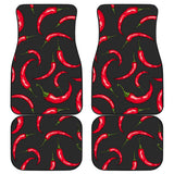 Chili Peppers Pattern Black Background Front And Back Car Mats