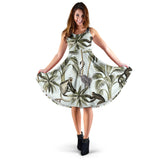 Monkey Sloth Lemur Palm Trees Pattern Sleeveless Midi Dress