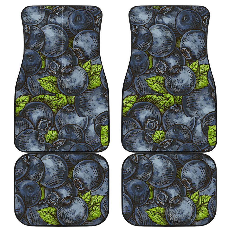 Blueberry Pattern Front And Back Car Mats
