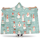 Cute Snowman Pattern Hooded Blanket