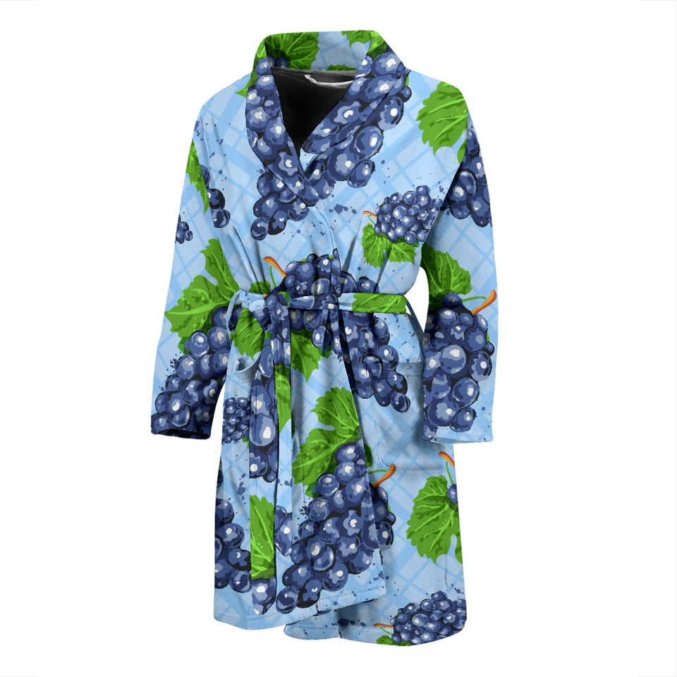 Watercolor Grape Pattern Men'S Bathrobe