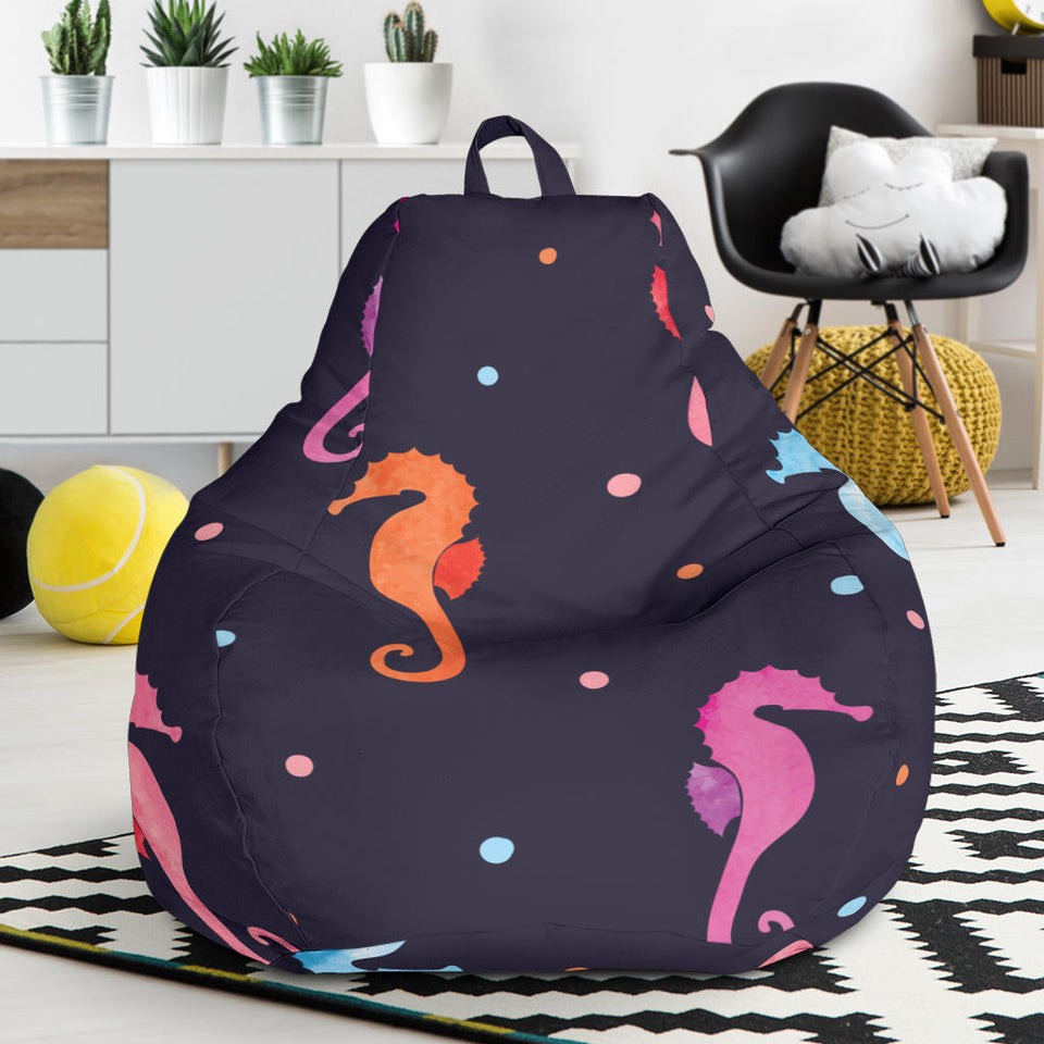 Watercolor Colorful Seahorse Pattern Bean Bag Cover