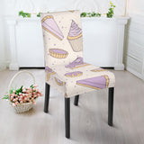 Cakes Pies Tarts Muffins And Eclairs Purple Blueberry Topping Pattern Dining Chair Slipcover