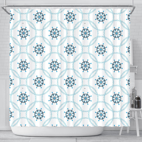Nautical Steering Wheel Chain Shower Curtain Fulfilled In US
