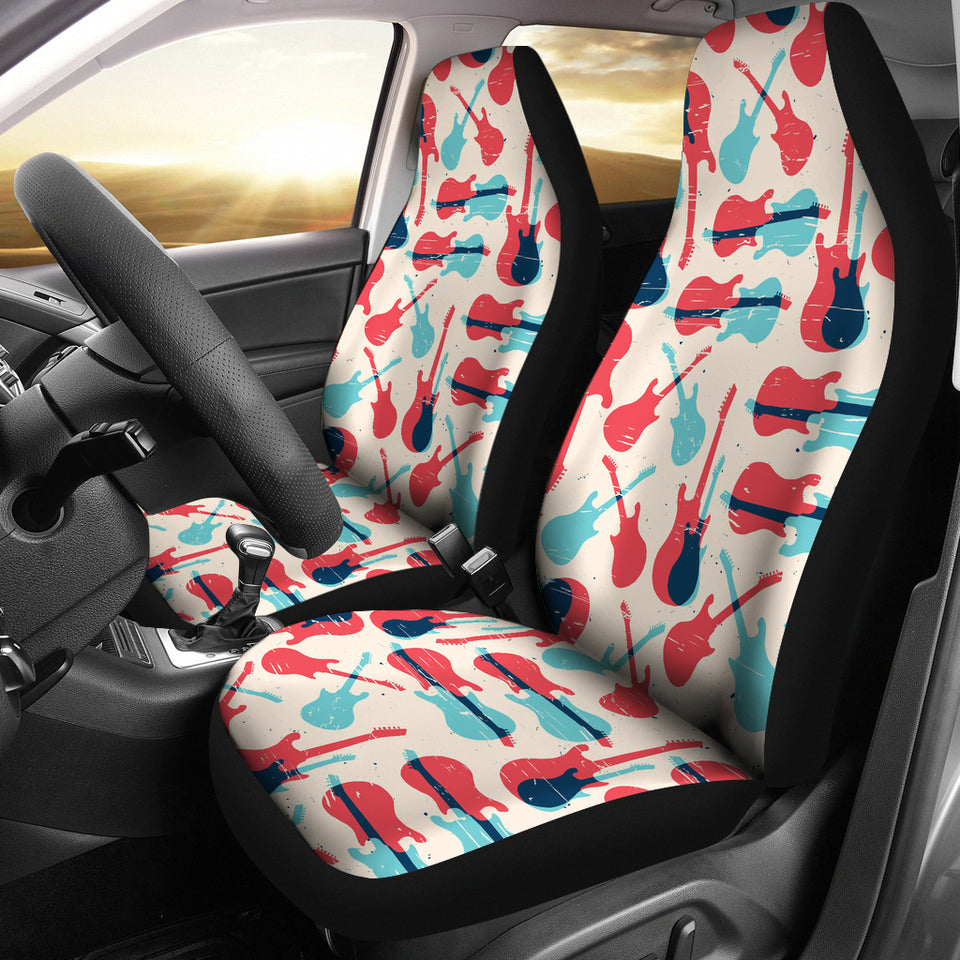 Red Blue Guitar Pattern Universal Fit Car Seat Covers